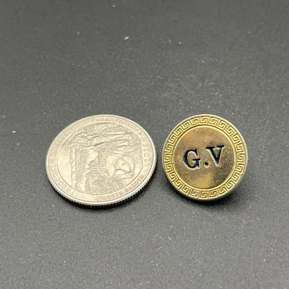 Vintage Gianni Versace G.V 90's Lapel pin Designer Italy Employee Service brooch